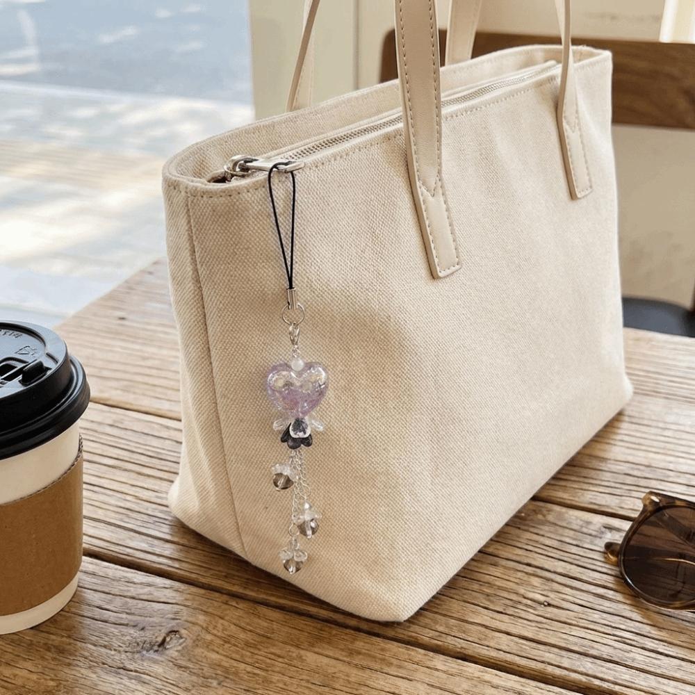Floral Design Flower Bag Pendant Chubby Shape Mobile Phone Pendant Heart-Shaped Keychain  Student