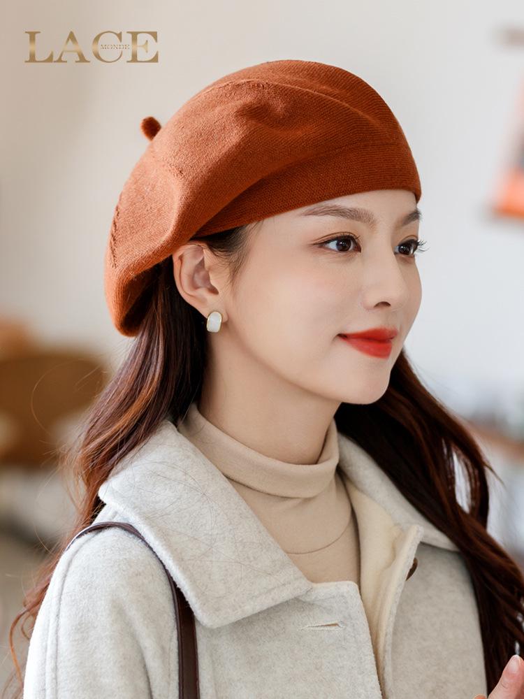 Women's Cashmere Knitted Beret - Autumn/Winter Korean Style, Flattering Fit, Japanese Wool Painter Hat.