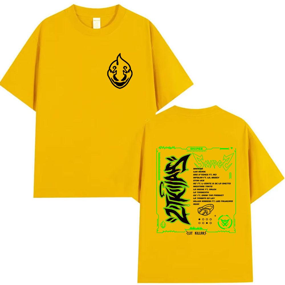 Rapper Lit Killah Snipez Album 2025 Graphic T Shirt Mens Hip Hop Gothic Short Sleeve Tshirts Vintage Cotton Tshirt Streetwear