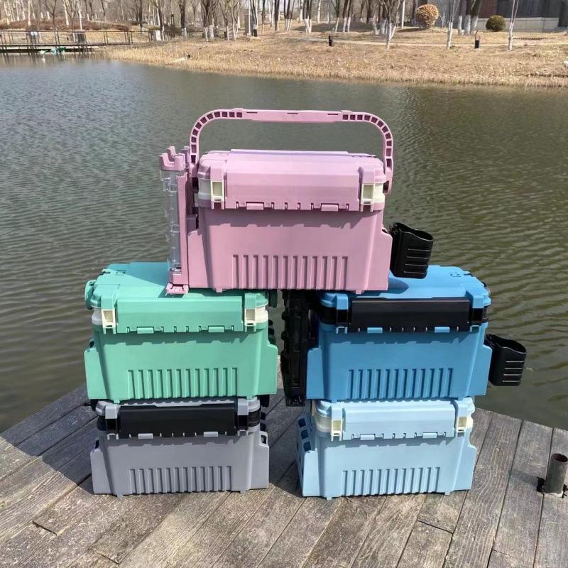 Multifunctional Fishing Tackle Box with Rod Holder - Large Capacity for Outdoor Use