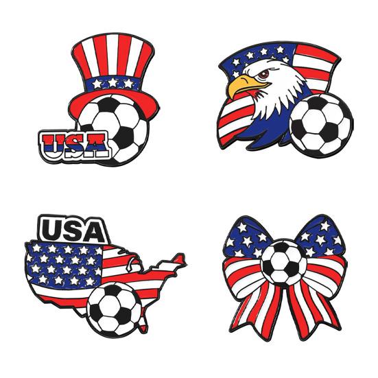 Fußballabzeichen USA-Flaggenmuster Zinklegierung Brosche Mehrere Stile Emaille-Handwerkskunst Anstecknadel Schmuckzubehör