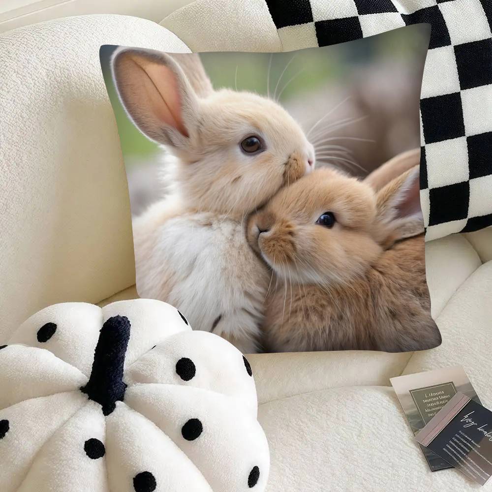 Rabbit Pillow Case Fashion Square Pillowcase Bedroom Sofa Room Ins Decoration Leisure