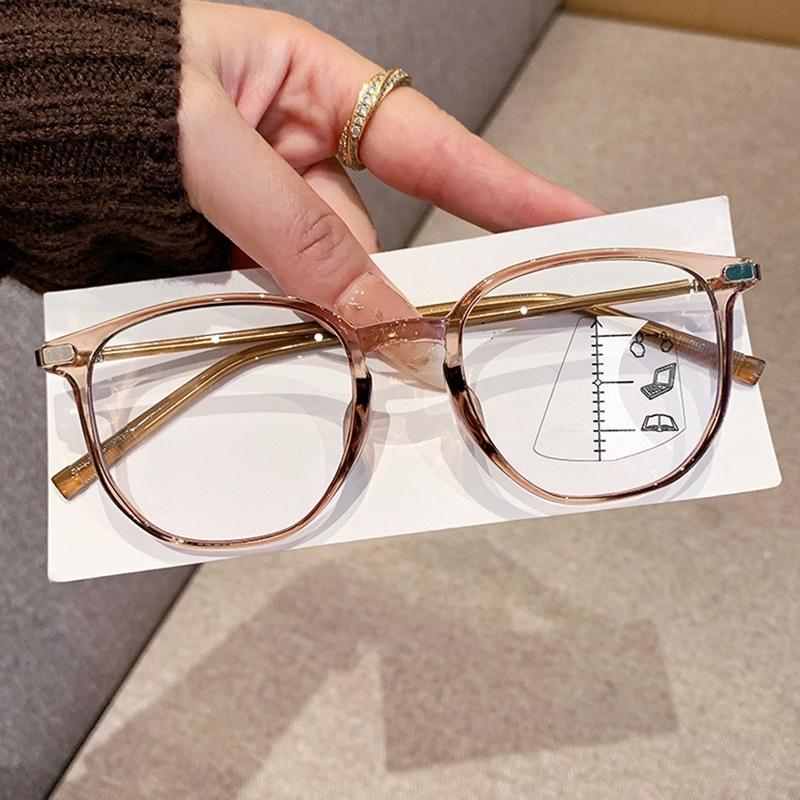 Occhiali Progressivi Multifocali per Presbiopia da Donna Montature Rotonde alla Moda per Visione da Vicino e Lontano Occhiali da Lettura Anti Luce Blu