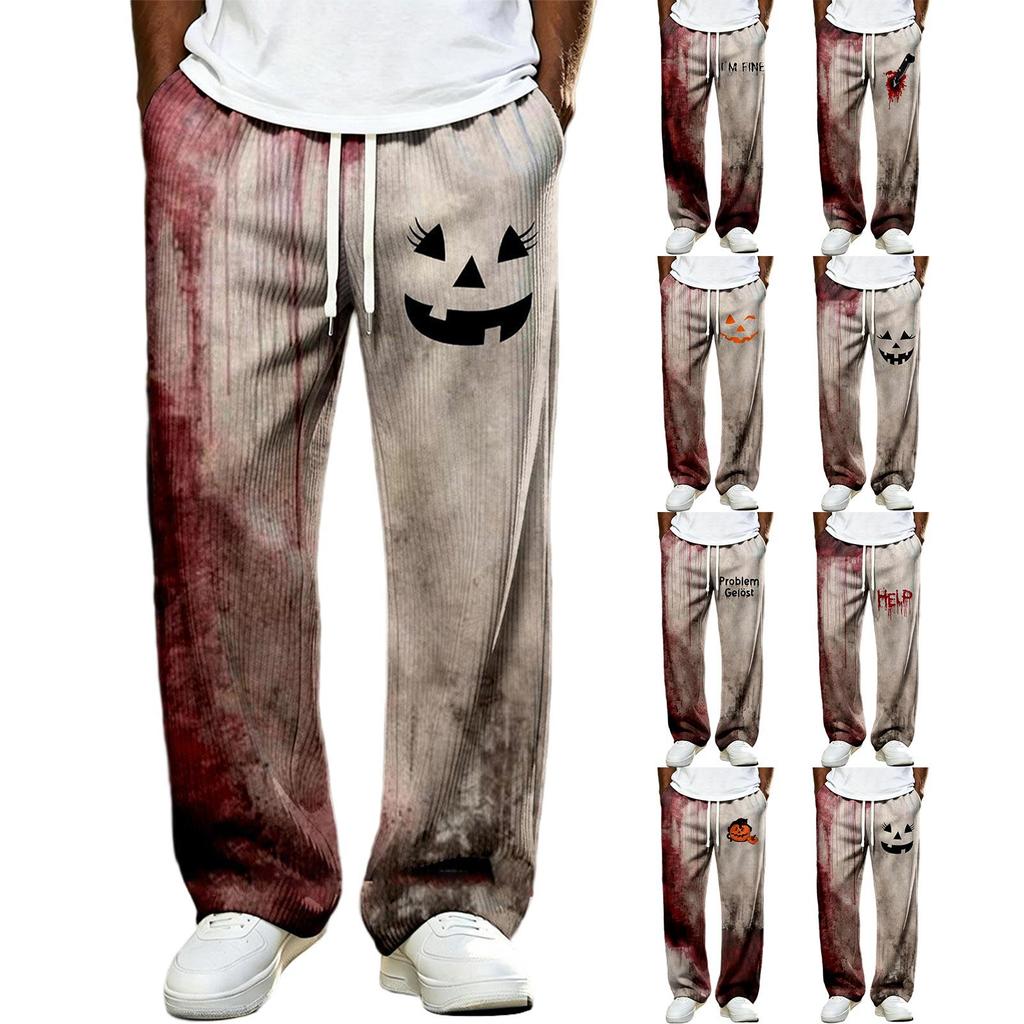 Herren Halloween Gestrickte Lange Hose mit Aufdruck für Feiertagskleidung