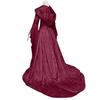 Halloween Dress Medieval Renaissance Devil Pagan Witch Wedding Dress Hooded Maxi Dress Cosplay Costume for Role-Playing Halloween Party