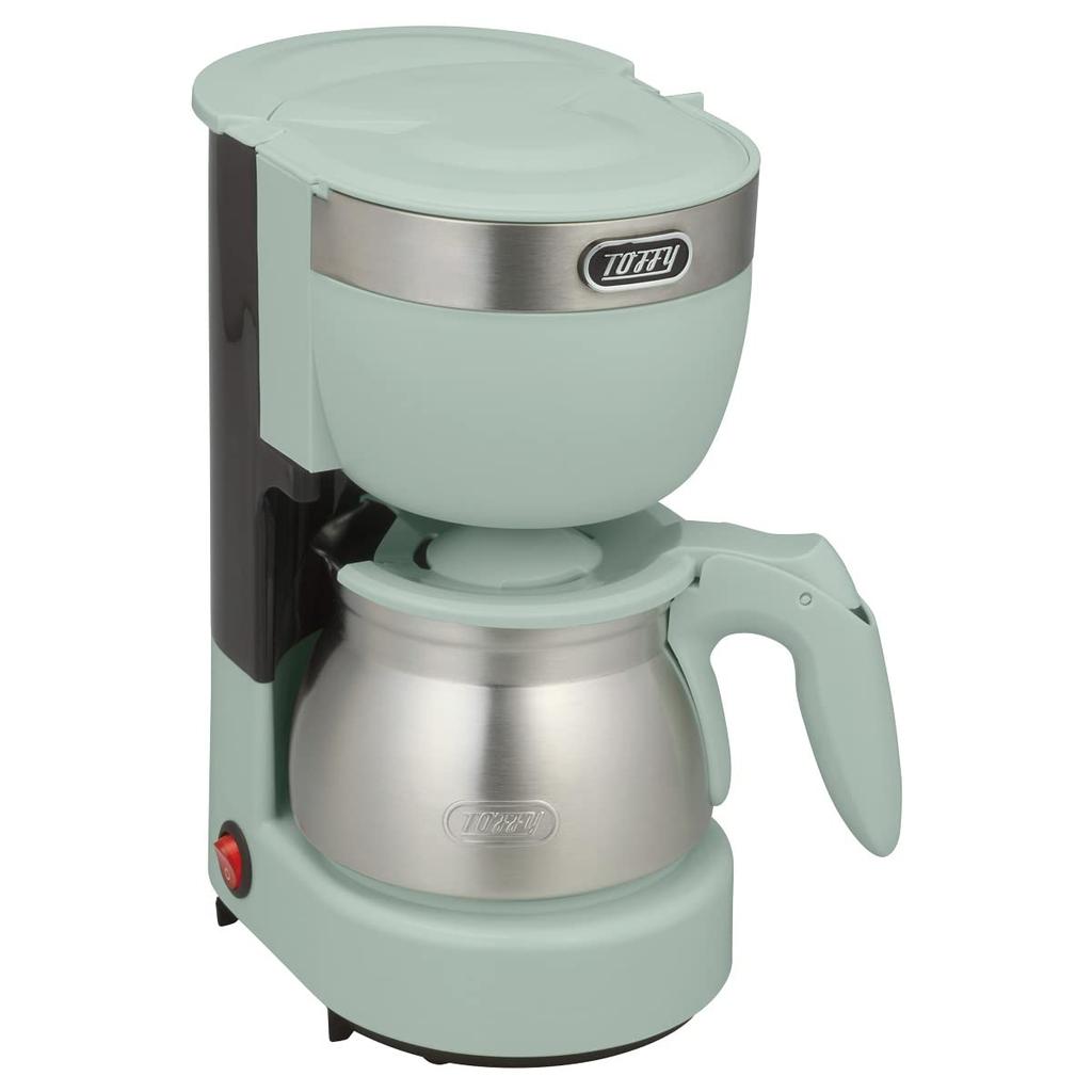 Toffy LADONNA K-CM8 Coffee Maker with Cafe Blender, 650ml, Keeps Coffee Hot, Washes Off, Retro Style, Pale Aqua