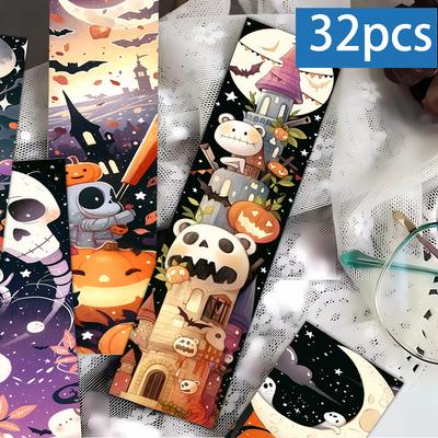 32pcs Halloween Bookmarks, Back-to-school Gifts, Suitable for Teachers, Readers, and Book Lovers, Birthday