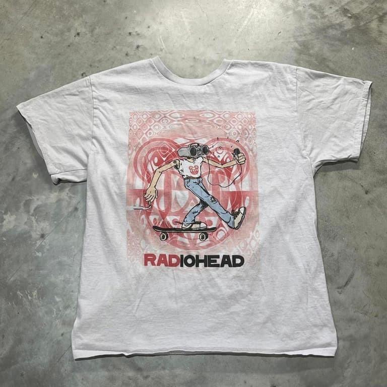 Vintage Radiohead TShirt Skater Boombox Graphic White Rock Band Tee Men PA9040 Unisex T-Shirt S