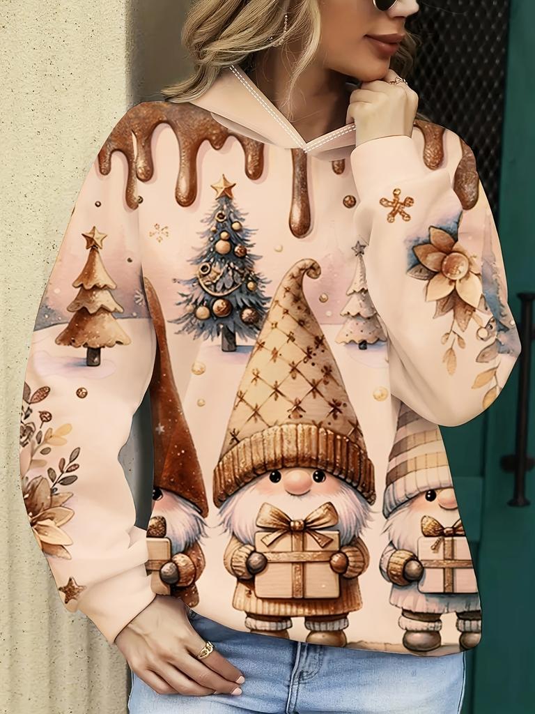 3D digitální potisk s dlouhým rukávem módní dámské oblečení Santa Claus dámská mikina módní ležérní červená vánoční mikina s kapucí dlouhé rukávy