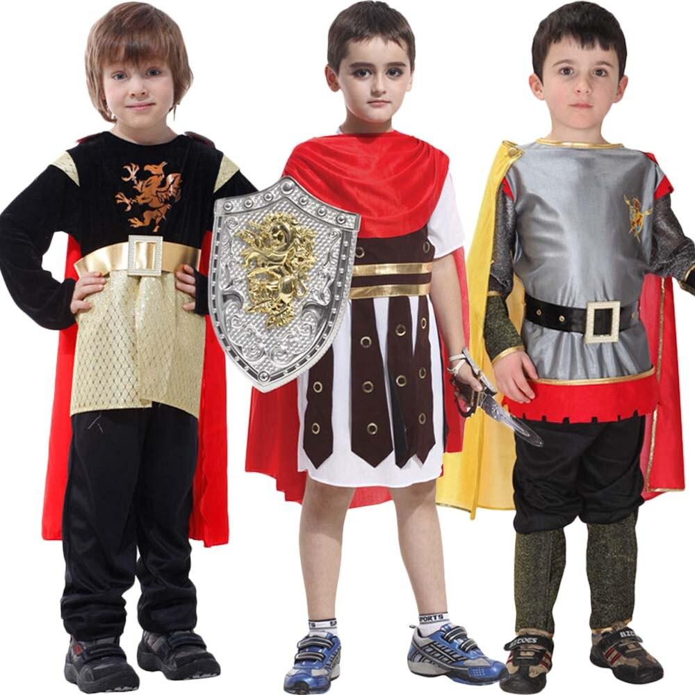 Halloween Medievale Romano Cavaliere Reale Guerriero Con Mantello Costume Cosplay Per Ragazze Ragazzo Carnevale Soldato Europeo