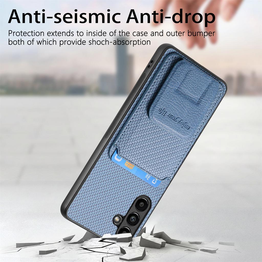 C1-11 for Samsung Galaxy A13 5G/A04s 4G (164.7 x 76.7 x 9.1 mm) Case Folding Kickstand Leather Coated TPU Phone Cover