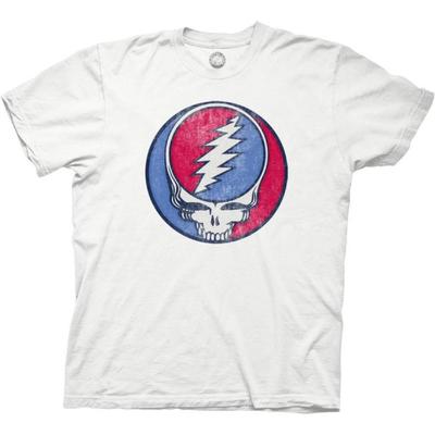 Ripple Junction Grateful Dead Men's Short Sleeve T-Shirt Steal Your Face Distressed Stealie Vintage SYF Officially Licensed