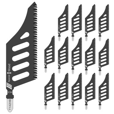 15Pcs Jigsaw Blade T Shape Jigsaw Cutter T142HB Curved Saw Blade Flush Cutting Replacement Blades for Cutter Cork Fiberboard