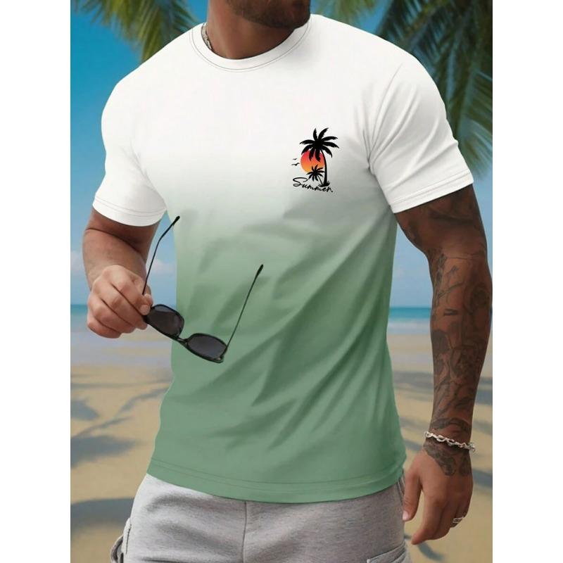 Summer Casual Everyday Men's Short Sleeve Top Hawaiian Men's Fashion T-shirt Outdoor Beach Men's Crew Neck T-shirt 3D Print