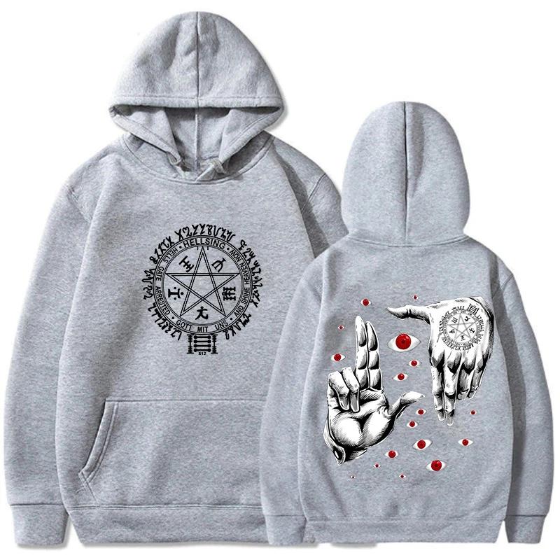 Anime Hellsing Ultimate Aluca Hoodie Men's Fashion Anime Horror Anime Harajuku Casual Loose Top Men and Women