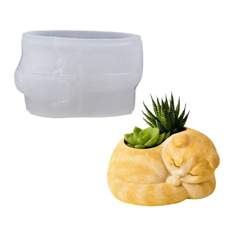 

Sleep Kitten Shape Silicone Molds For Handmade Candle Cup Soap Chocolate Making Decorative Flowerpots and Holiday Gift 1