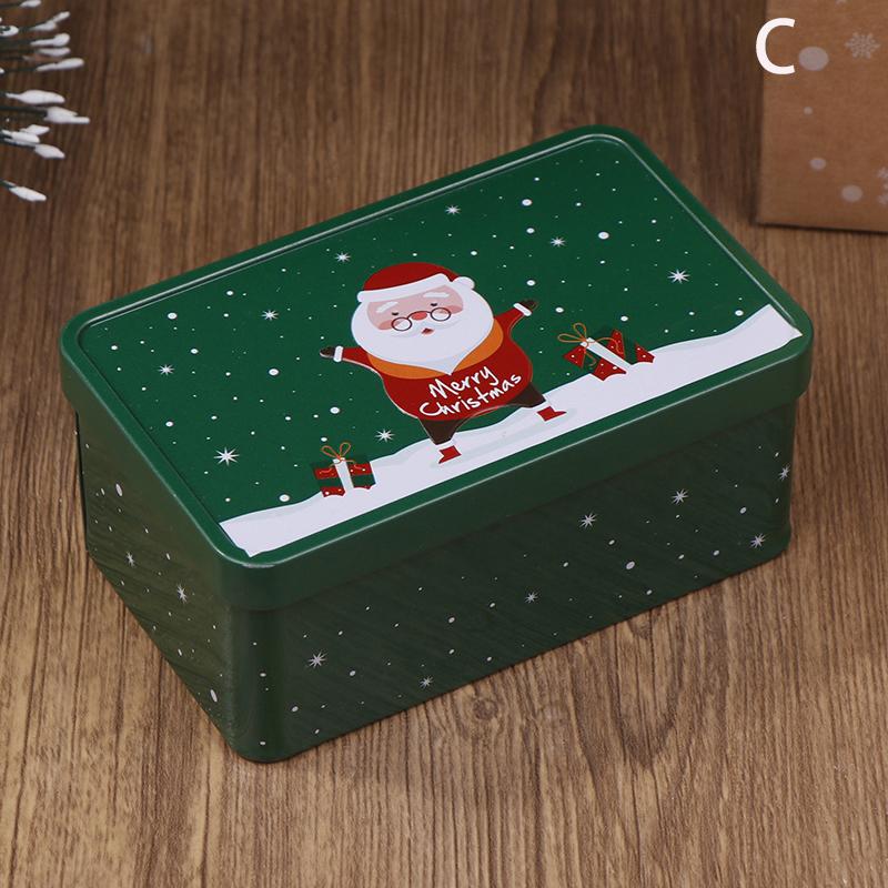 Rectangle Christmas Tinplate Box Empty Cookie Candy Box Santa Claus Gift Boxes Jewelry Storage Can Holiday Wedding Party Decor