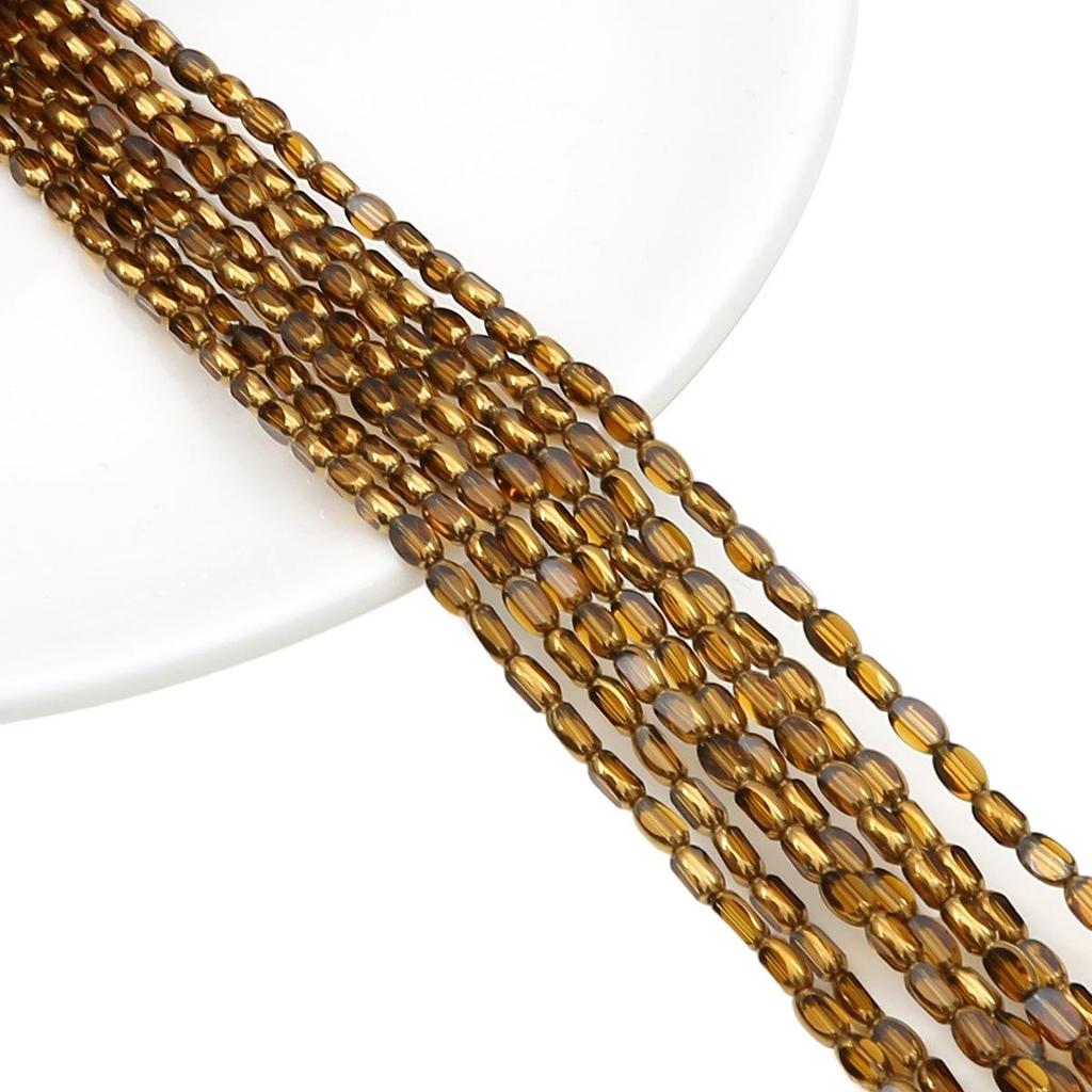 Oval Faceted Gold-Edged Glass Crystal Rice Beads for Jewelry Making