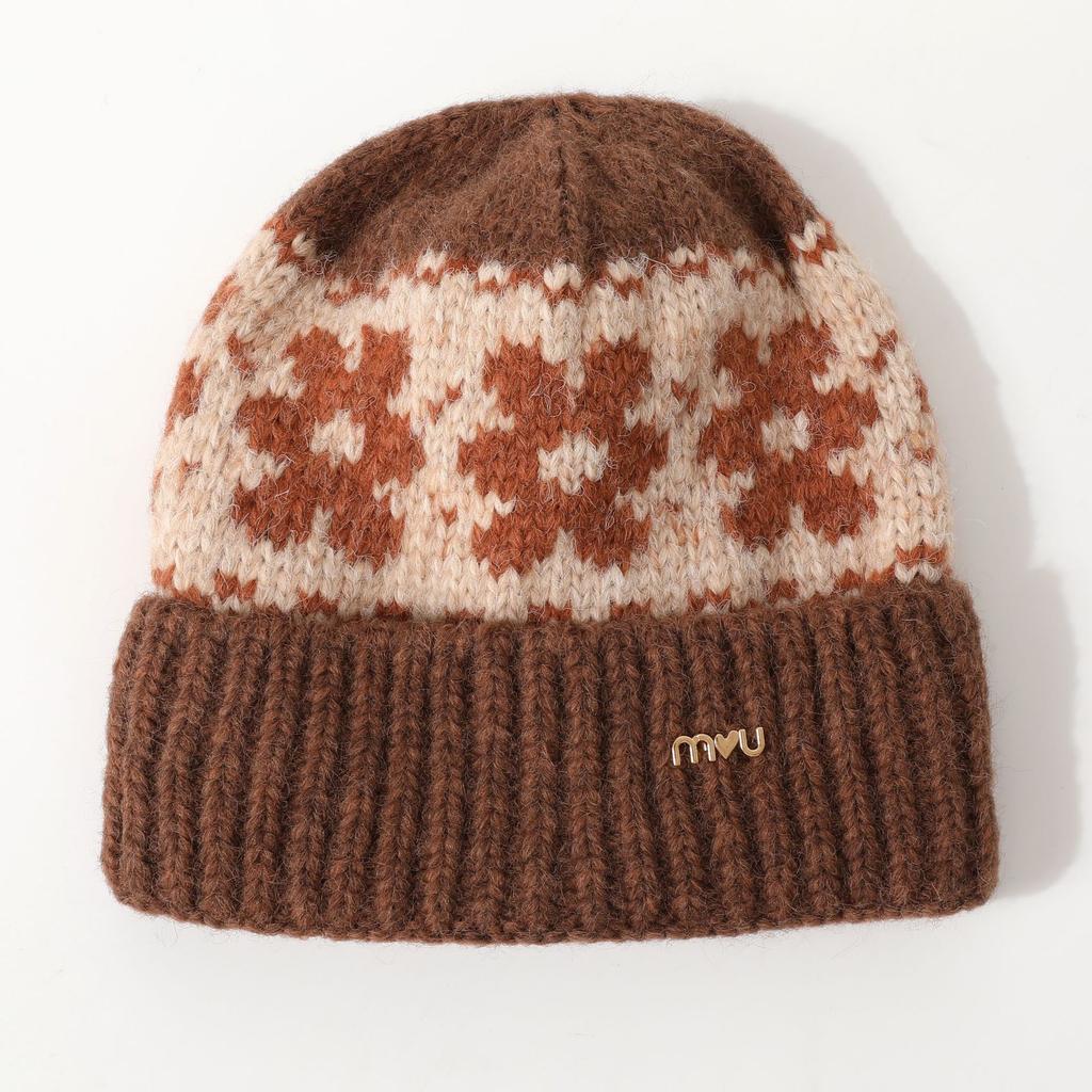 Retro Literary Children's Jacquard Knitted Hat Autumn and Winter Thickened Versatile Woolen Hat for Boys and Girls Cold Hat Melon Skin Hat