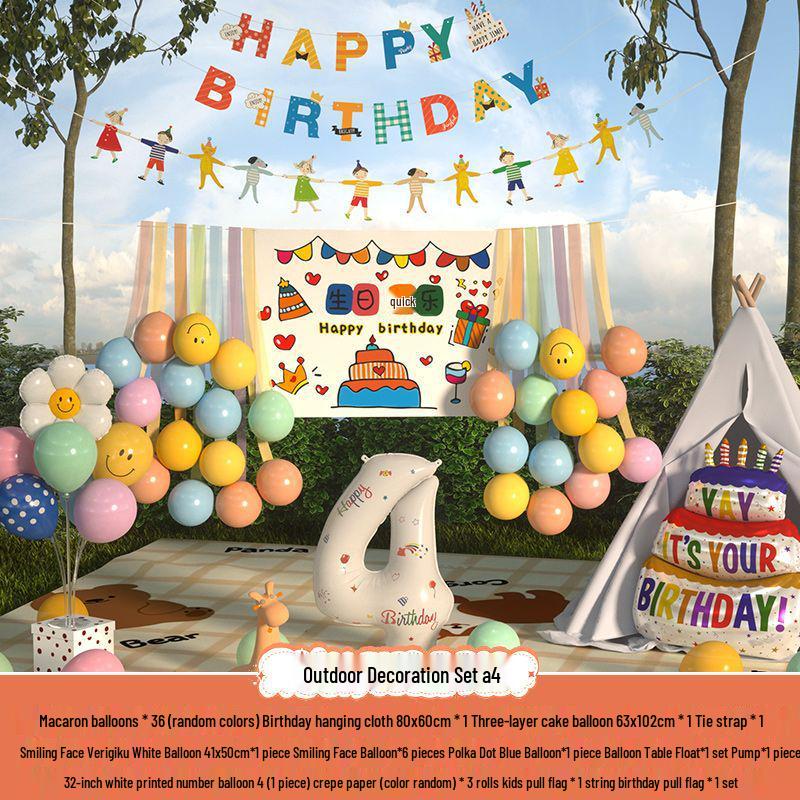 Xiaohongshu První narozeninová kempingová párty Balónky a banner pro děti