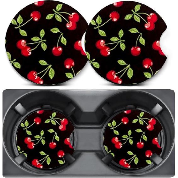 2 Pack Car Coasters for Cup Holders,Cute Ladybug Car Cup Holder Coasters,2.75" Universal Size Anti Slip Rubber Mat,Automotive Cup Holder Decal Decor