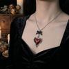 Black Bow Pendant Clavicle Chain Vintage Halloween Thorn Choker Y2K Gothic Cross Necklace Women