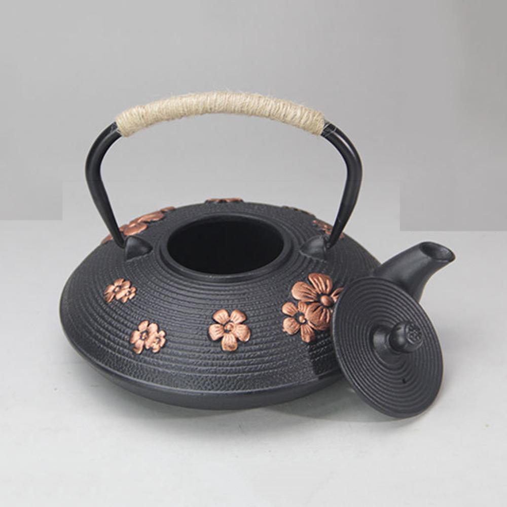 Japanese Style Cast Iron Teapot, Boiling Water Pot for Brewing Tea, Pig Iron Kettle with Tea Strainer, Charcoal Fire Tea Kettle
