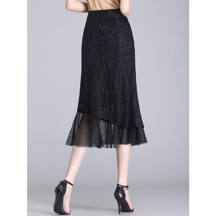 Damska koronkowa spódnica midi letnia sukienka z siateczki nowa plus size wysoki stan wyszczuplająca średniej długości spódnica ołówkowa