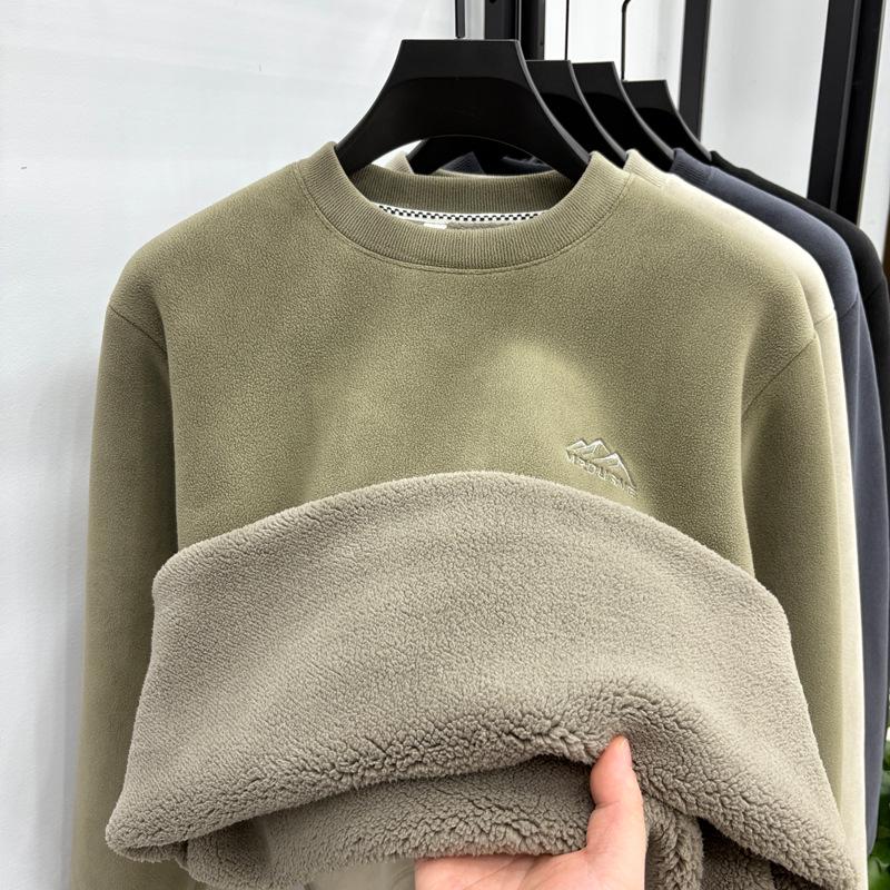 Men s Lambswool Velvet Thick Round Neck Winter Sweater - Super Warm Hoodie XL