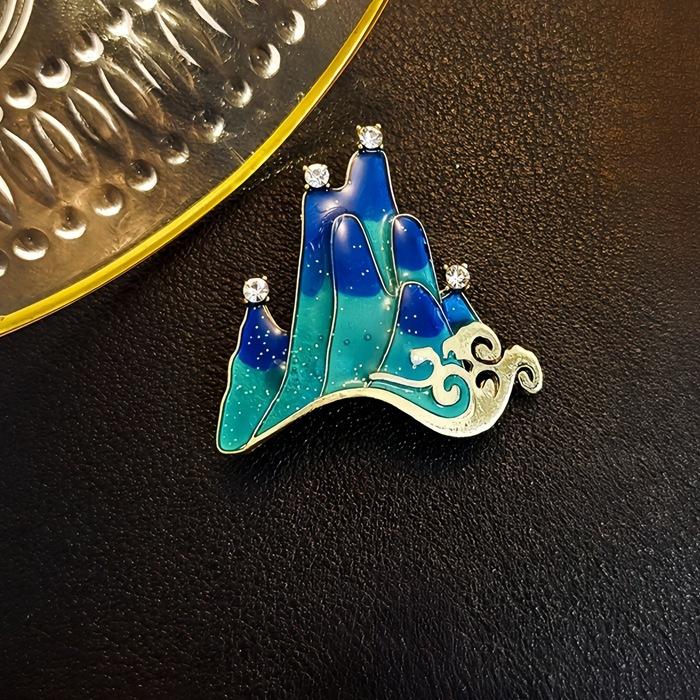 National Style Landscape Painting Retro Brooch Female Niche Unique Design High-End Corsage Exquisite Fashion Pin Clothes Accessories