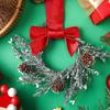 6 Pcs 6 Inch Christmas Mini Cabinet Wreaths Small Artificial Cedar Wreath with Ribbon Bow Pinecone Berry for Front Door Window Farmhouse Home