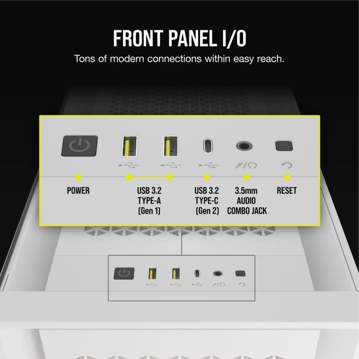 Boîtier PC - CORSAIR - FRAME 5000D RS ARGB Airflow - Moyen-tour - Blanc - CC-9011310-WW