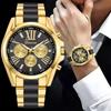Luxury Brand Top Mens Watches Classic Gold Stainless Steel Quartz Wristwatch Large Dial Business Watch Clock Gifts Reloj Hombre