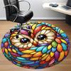 1pc Stained Glass Owl Office Round Area Rug, Under Office Chairs Bedroom Living Room Home Decor, Room Deco