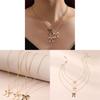 Feminine Alloy Butterfly Bow Necklace With Geometric Pendant For Women Fashion Jewelry