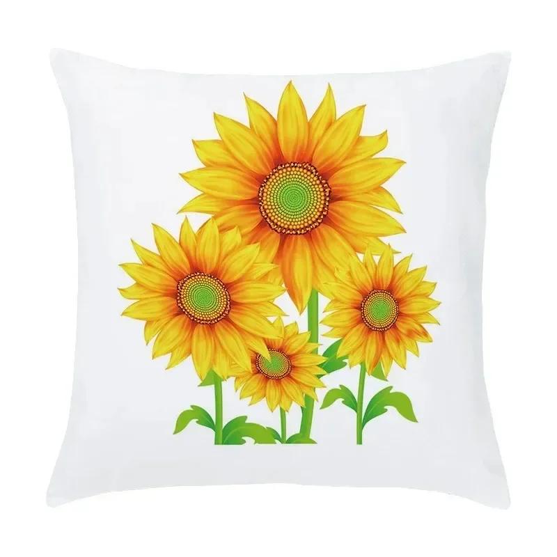 Luxury Home Decor Pillow Cover Living Room Sofa Cushion Cover Oil Painting Sunflower Photo Pattern Cushion Cover