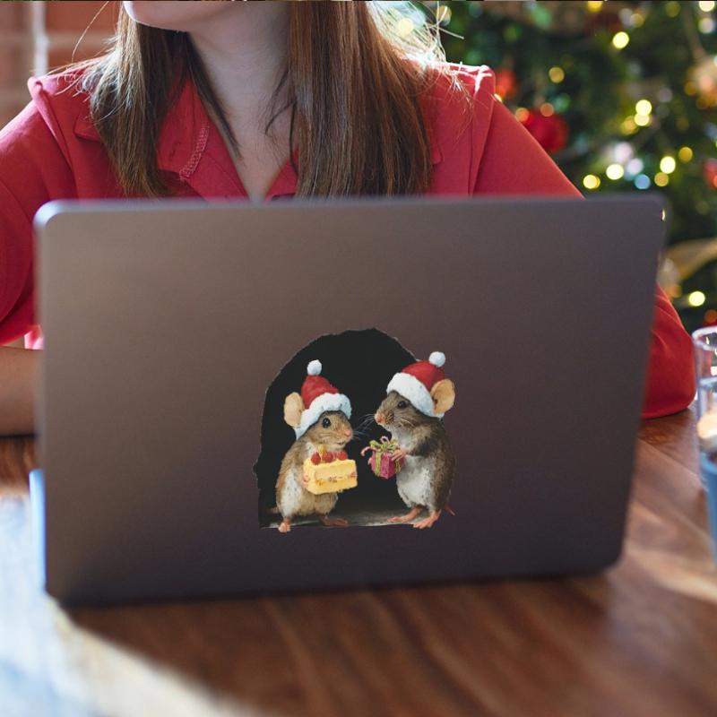 Cute Christmas Small Mouse Wall Stickers Xmas Decoration Home Christmas Decor