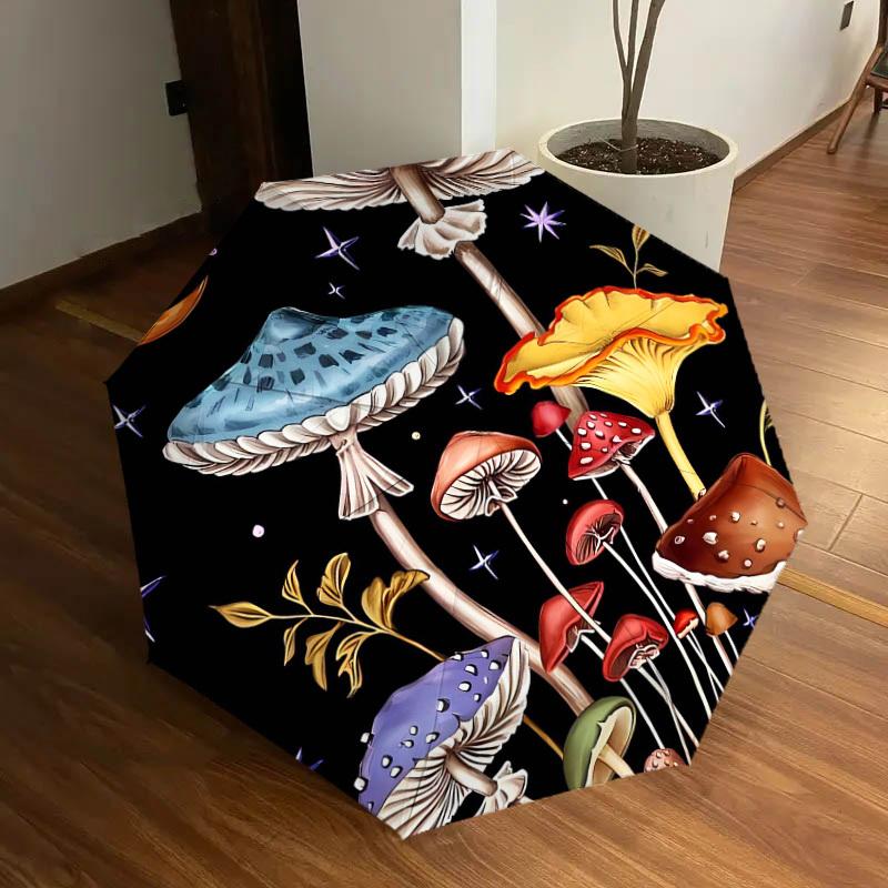 1pc Mystical Mushroom Garden Umbrella with Plastic Handle,Suitable for All Seasons Home Travel Outdoor UmbrellaDD655
