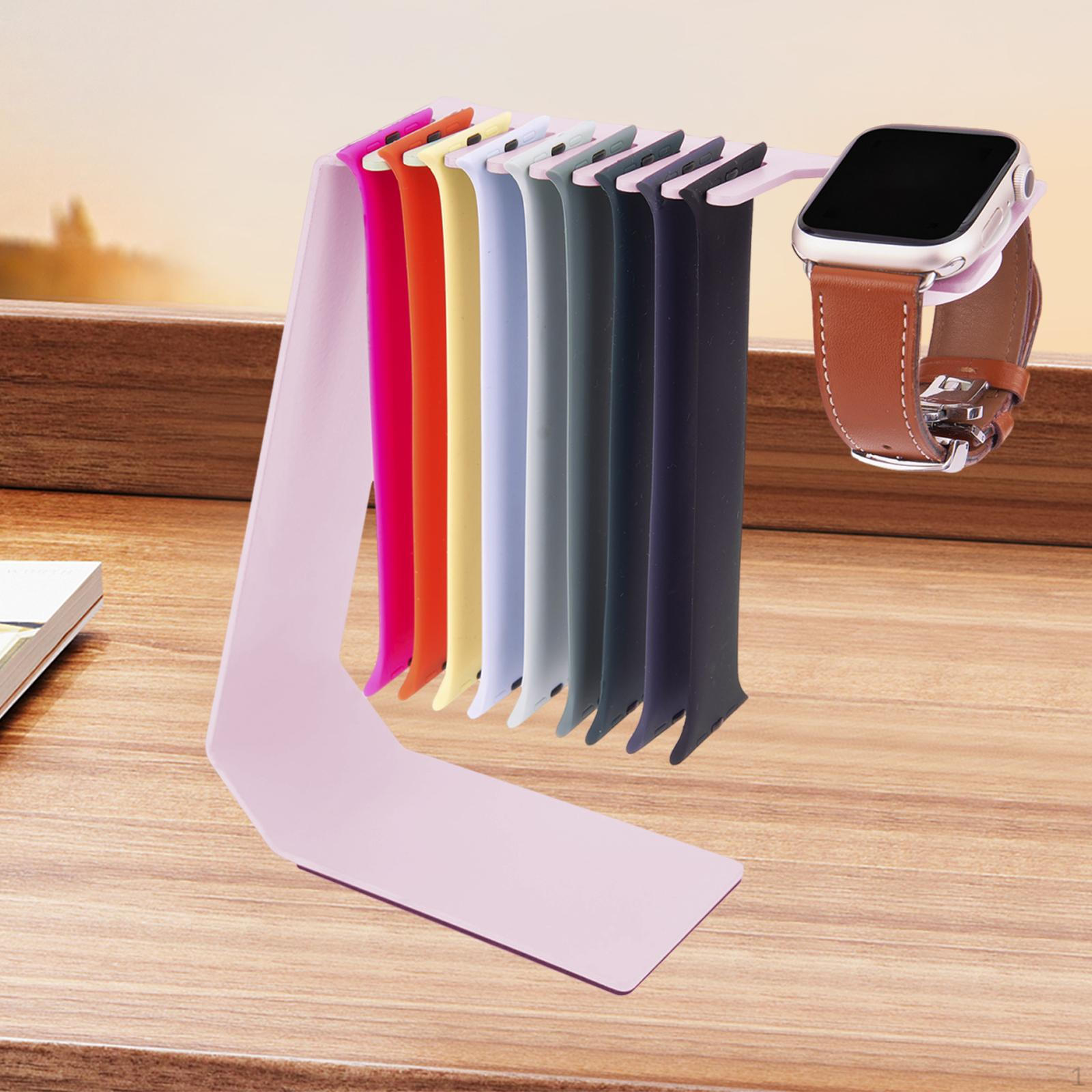 

Metal Watch Band Organizer Desk Hanging Display Holder Strap Storage Mount for up to 9 Watchbands рожевий