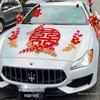 Complete Wedding Car Decoration Set: Escort Car Hood Flowers, Welcome Garland, Double Happiness Arrangement for a Festive Display