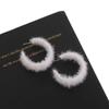 New trendy 111 silver needle white plush C-shaped earrings, gentle temperament, high-end stud earrings, earrings for women