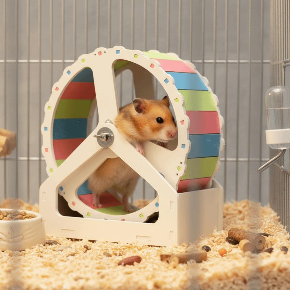 Plastic Hamster Running Wheel Stable Base Colorful Rodent Running Wheel 21cm Silent Pet Hamster Bracket for Small Animals