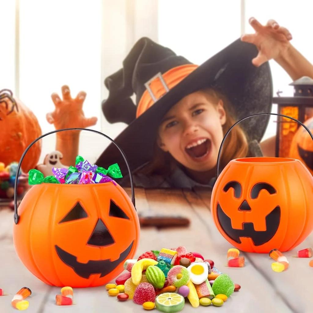 Halloween Pumpkin Bucket Candy Bucket Pumpkins Basket Snack Candy Tote Party Trick or Treat Props Halloweens Decoration Supplies
