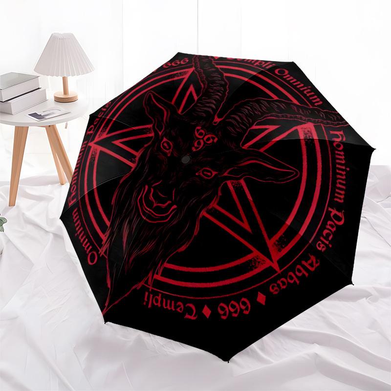 1pc Baphomet Symbol Satanic Art Umbrella with Plastic Handle,Suitable for All Seasons Home Travel Outdoor UmbrellaDD1274