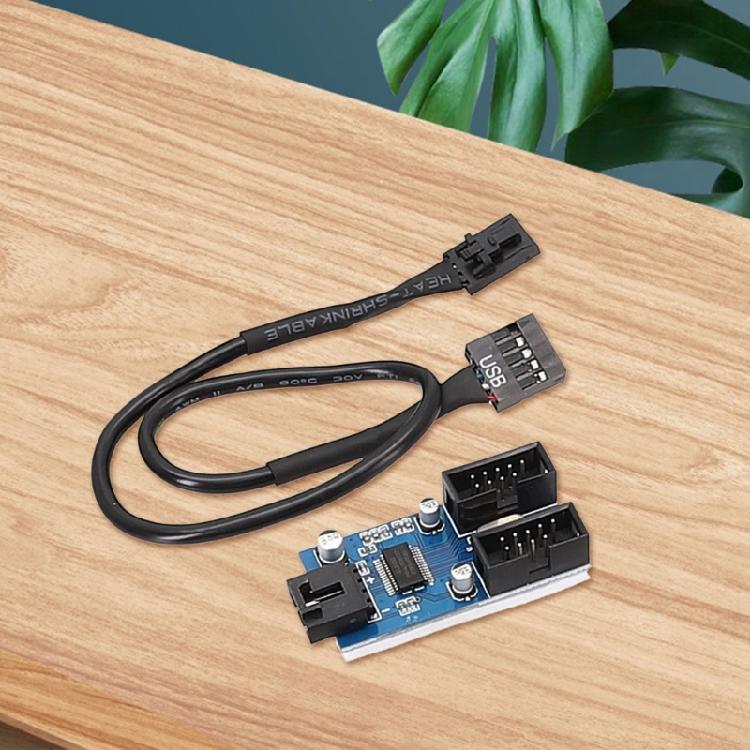 USB2.0 9Pin Header To Two 9Pin Female Adapter Cable for Motherboards Internal Port Multiplication