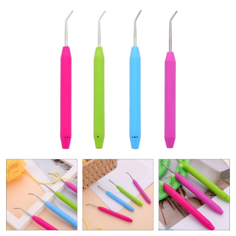Colorful Loomed Knit Hook Crochet Hooks with Ergonomical Handle Knitting Accessories Multifunctional Knitting Loomed Hook