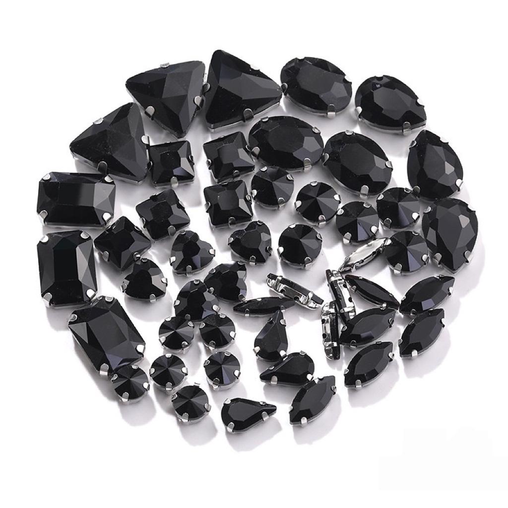 Factory Hot Sale Rhinestones Popular Colors Mix Shapes Sew On Rhinestones Claw Glass Rhinestones for Wedding Dress