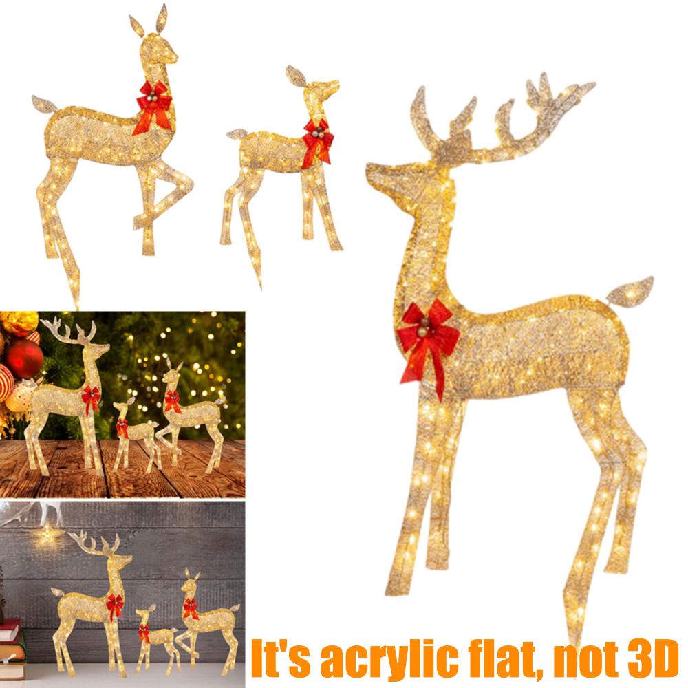 3Pcs Light Up Christmas Yard Decoration Cute Lighted Reindeer Xmas Decoration Light Up Display for Yard Patio Lawn Garden Party