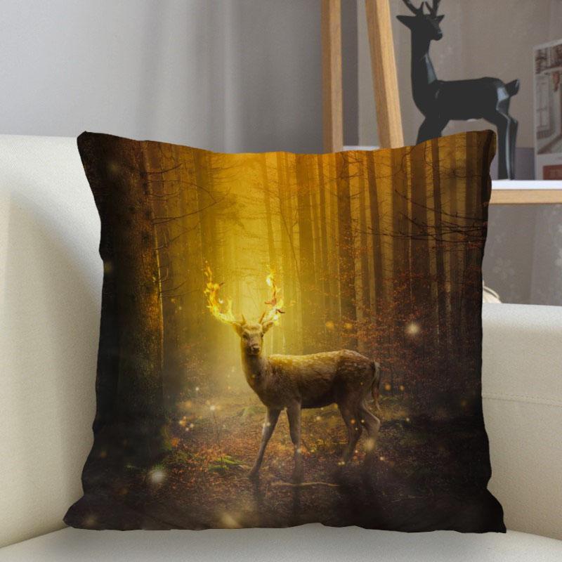 Bedroom Living Room Home Decor Cushion Cover Fantasy Fawn Art Pillowcase Square