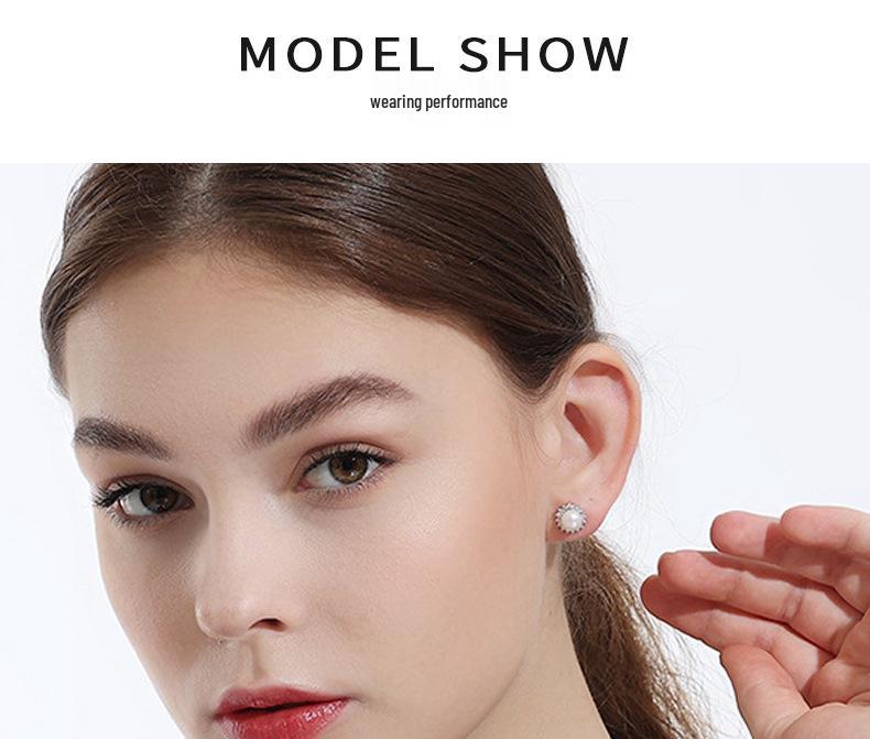 S925 Sterling Silver Pearl Flower Stud Earrings: Japanese Korean Style with Rhinestones for a Sophisticated, High-End Look